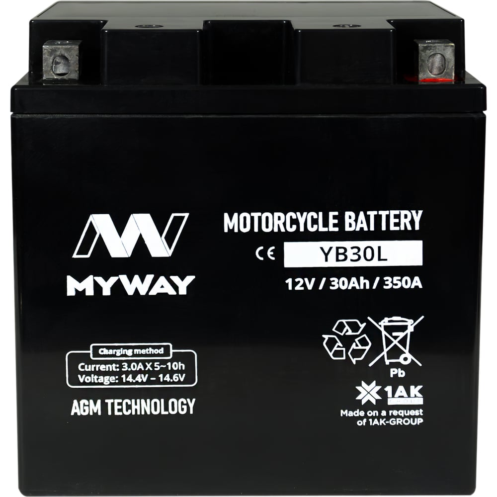 Изображение товара Аккумуляторная батарея MYWAY BIKE YB30L для мотоциклов