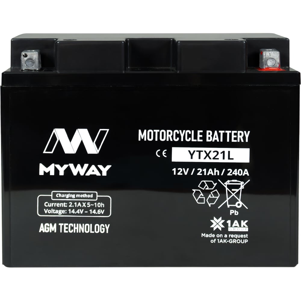 Изображение товара Аккумуляторная батарея MYWAY BIKE YTX21L для мотоциклов