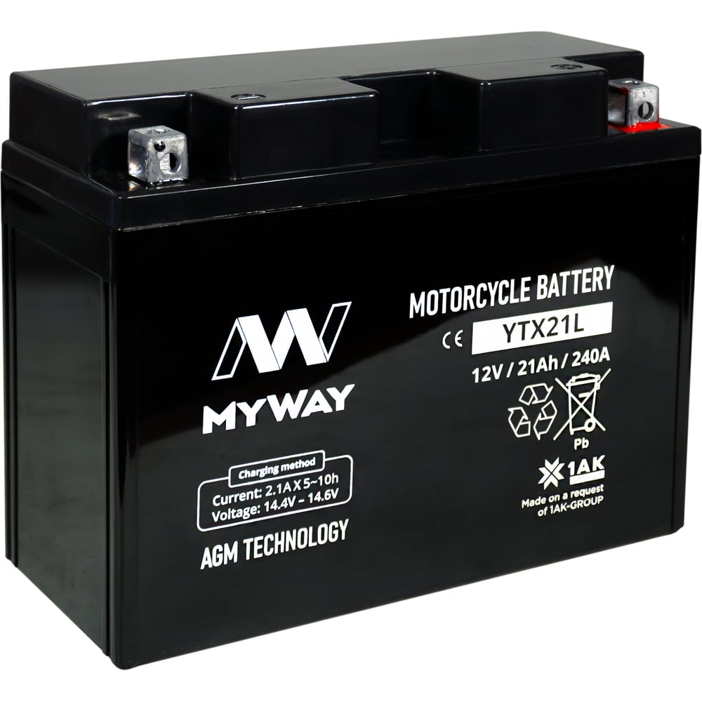 Изображение товара Аккумуляторная батарея MYWAY BIKE YTX21L для мотоциклов