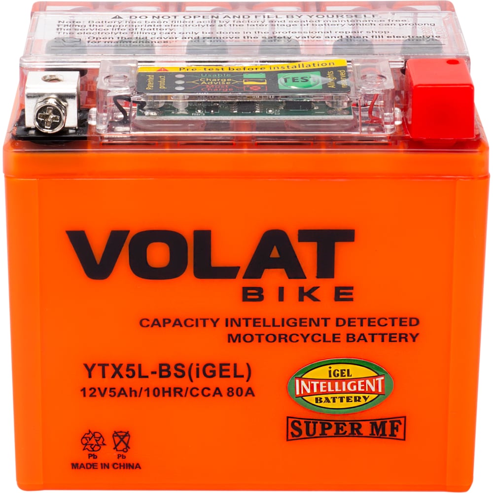 Изображение товара Аккумулятор VOLAT YTX5L-BS(iGEL) 5Ah GEL для мотоцикла
