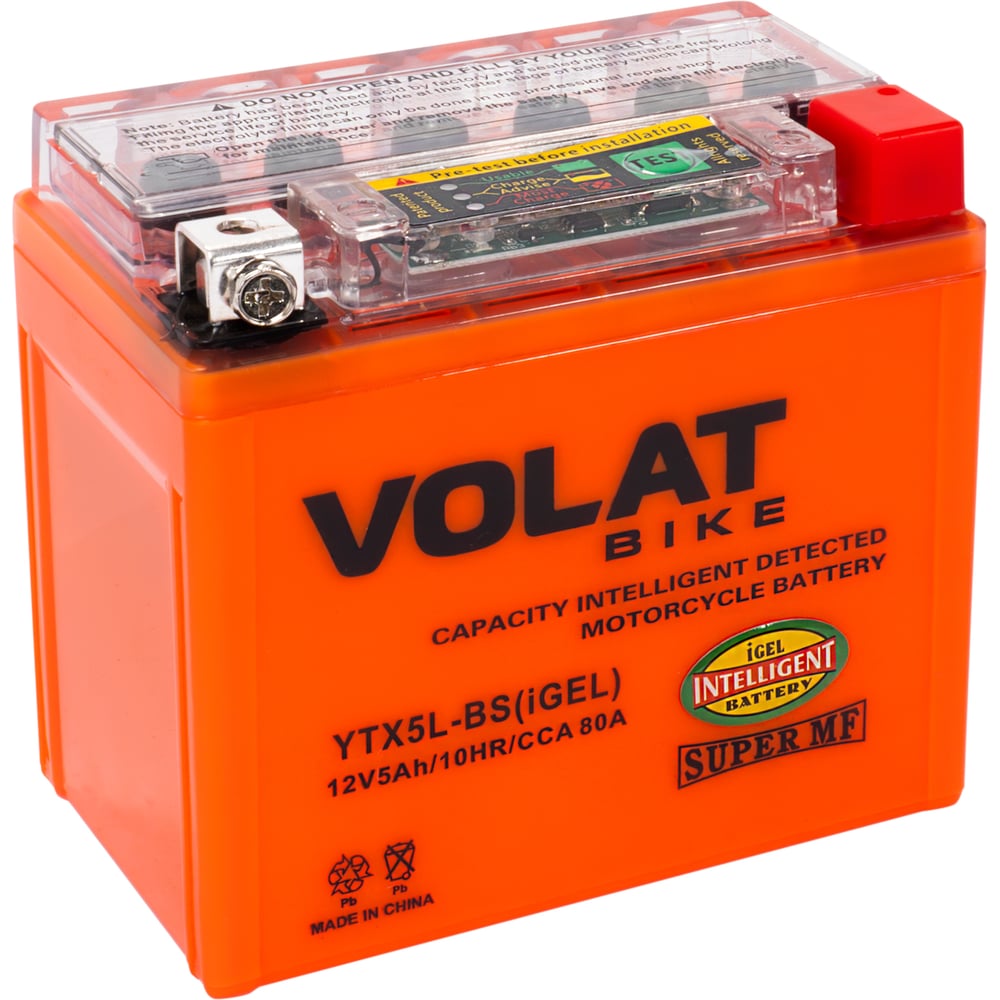 Изображение товара Аккумулятор VOLAT YTX5L-BS(iGEL) 5Ah GEL для мотоцикла
