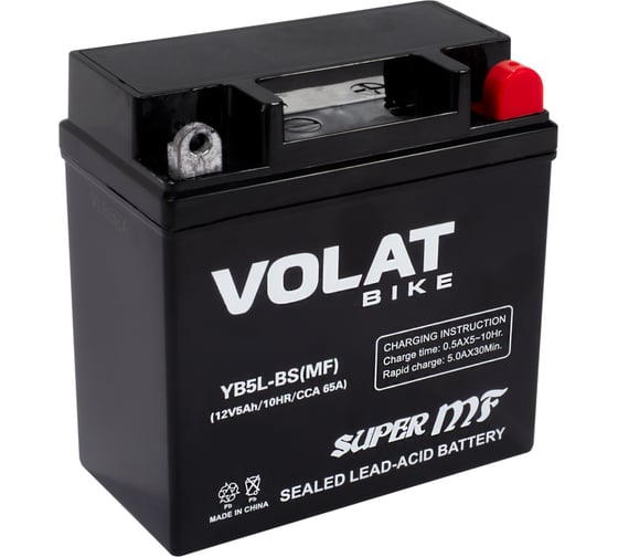 Изображение товара Мотоаккумулятор 12V 5Ah YB5L-BS(MF) R+ для мотоцикла, мопеда и скутера, гидроцикла, квадроцикла, снегохода 119х60х129 Volat YB5L-BS(MF)