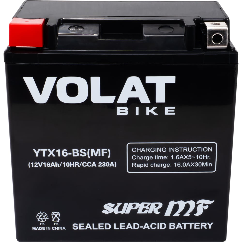 Изображение товара Аккумулятор VOLAT 16Ah YTX16-BS(MF) Литий-металл AGM надежный для мотоцикла