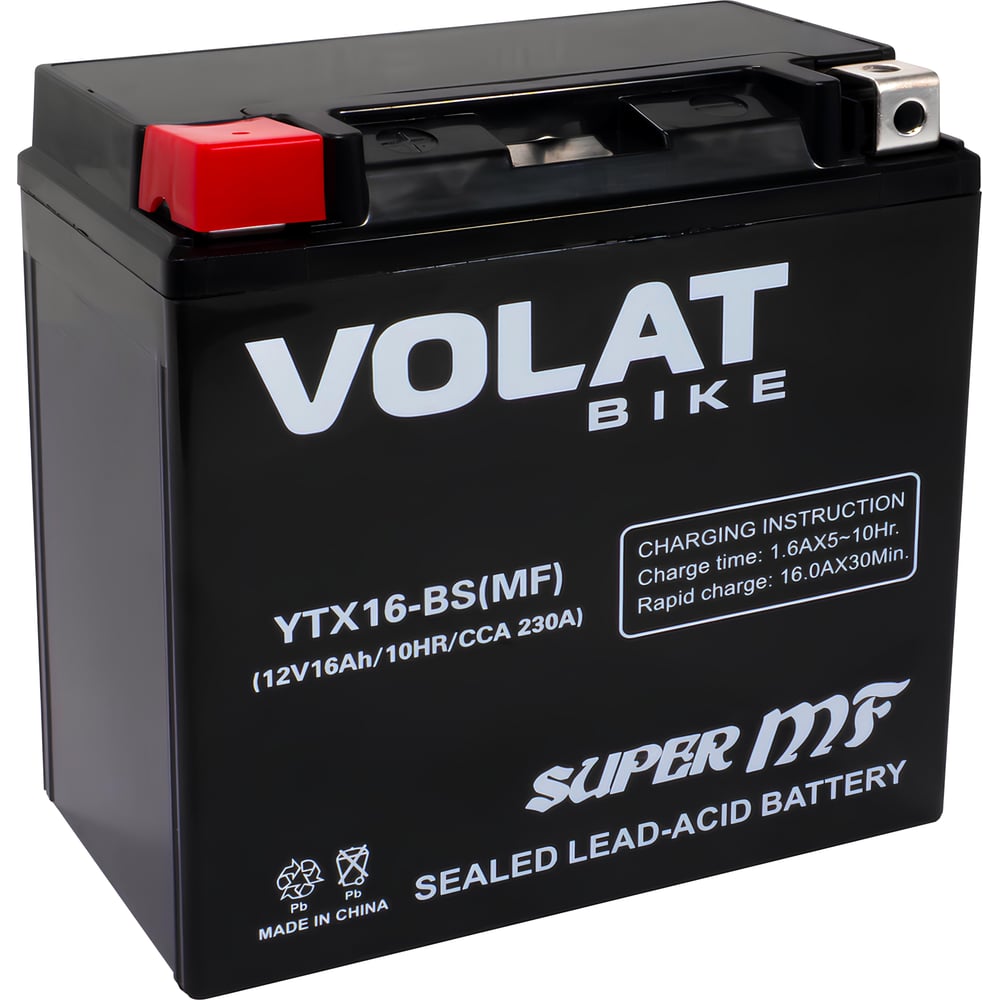 Изображение товара Аккумулятор VOLAT 16Ah YTX16-BS(MF) Литий-металл AGM надежный для мотоцикла