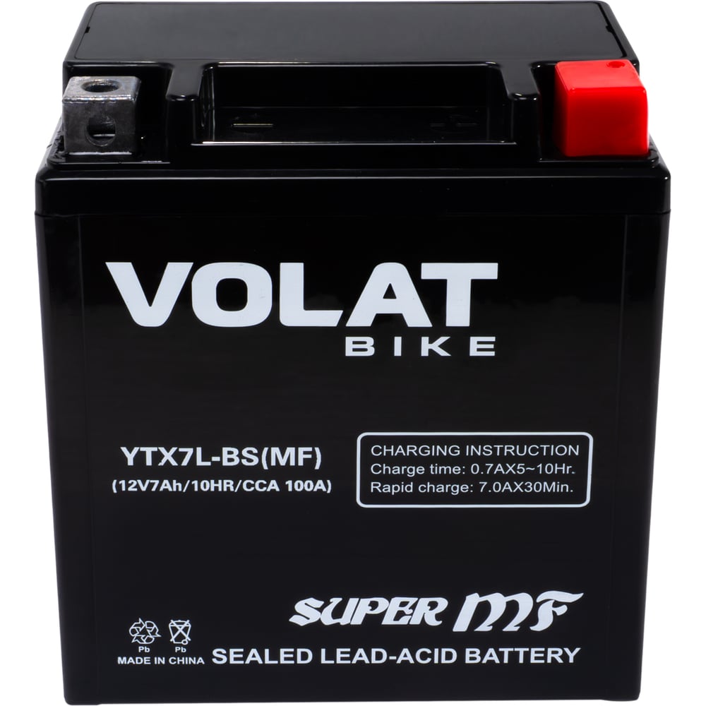 Изображение товара Аккумуляторная батарея VOLAT 7Ah YTX7L-BS(MF) R+ YTX7L-BS(MF)Volat