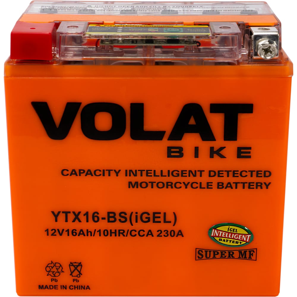 Изображение товара Аккумуляторная батарея VOLAT 16Ah YTX16-BS(iGEL)L+ - свинцово-кислотная GEL батарея для мотоциклов