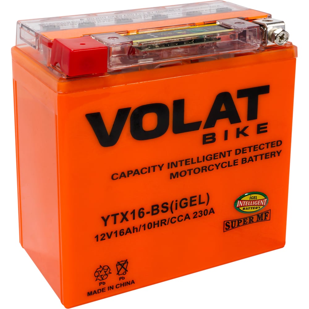 Изображение товара Аккумуляторная батарея VOLAT 16Ah YTX16-BS(iGEL)L+ - свинцово-кислотная GEL батарея для мотоциклов