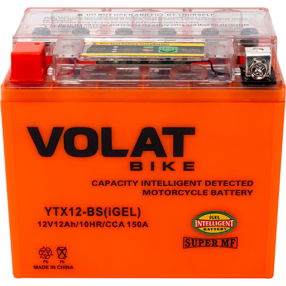 Изображение товара Аккумуляторная батарея VOLAT 12Ah YTX12-BS(iGEL) для мотоциклов