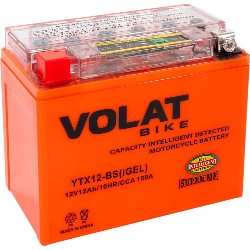 Изображение товара Аккумуляторная батарея VOLAT 12Ah YTX12-BS(iGEL) для мотоциклов