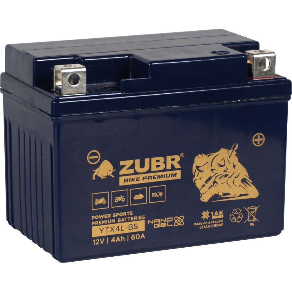 Изображение товара Аккумуляторная батарея ZUBR YTX4L-BS 12V 4Ah для мотоцикла и техники