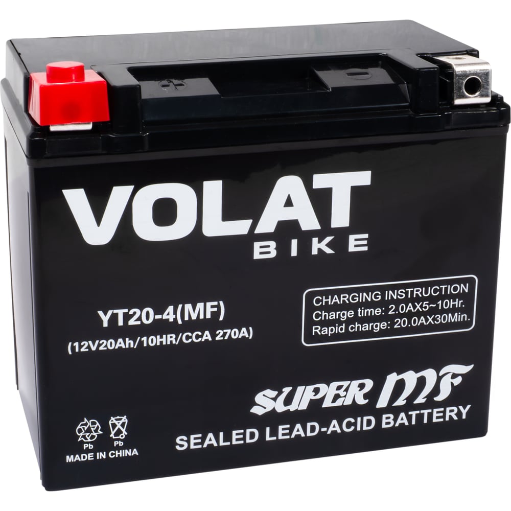 Изображение товара Аккумуляторная батарея VOLAT 20Ah YT20-4(MF) L+ AGM свинцово-кислотная
