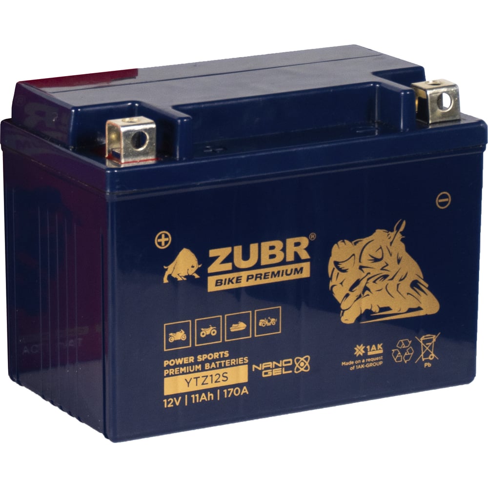Изображение товара Аккумуляторная батарея ZUBR 12V 11 Ah BIKE PREMIUM YTZ12S