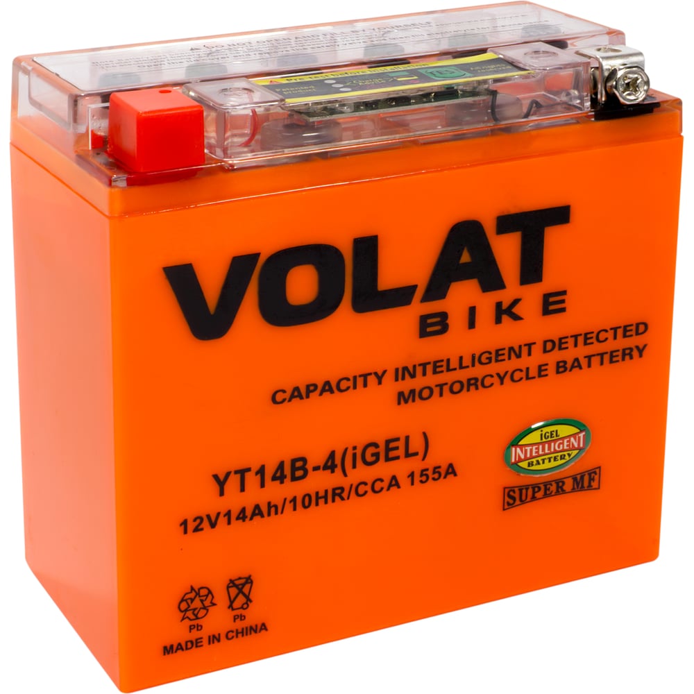 Изображение товара Аккумулятор VOLAT 14Ah YT14B-4(iGEL) L+ свинцово-кислотный гель-аккумулятор для техники