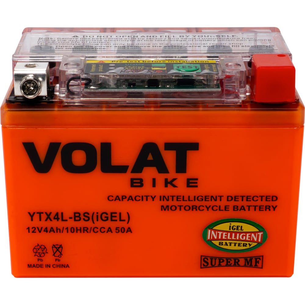 Изображение товара Аккумуляторная батарея VOLAT 4Ah YTX4L-BS(iGEL) R+