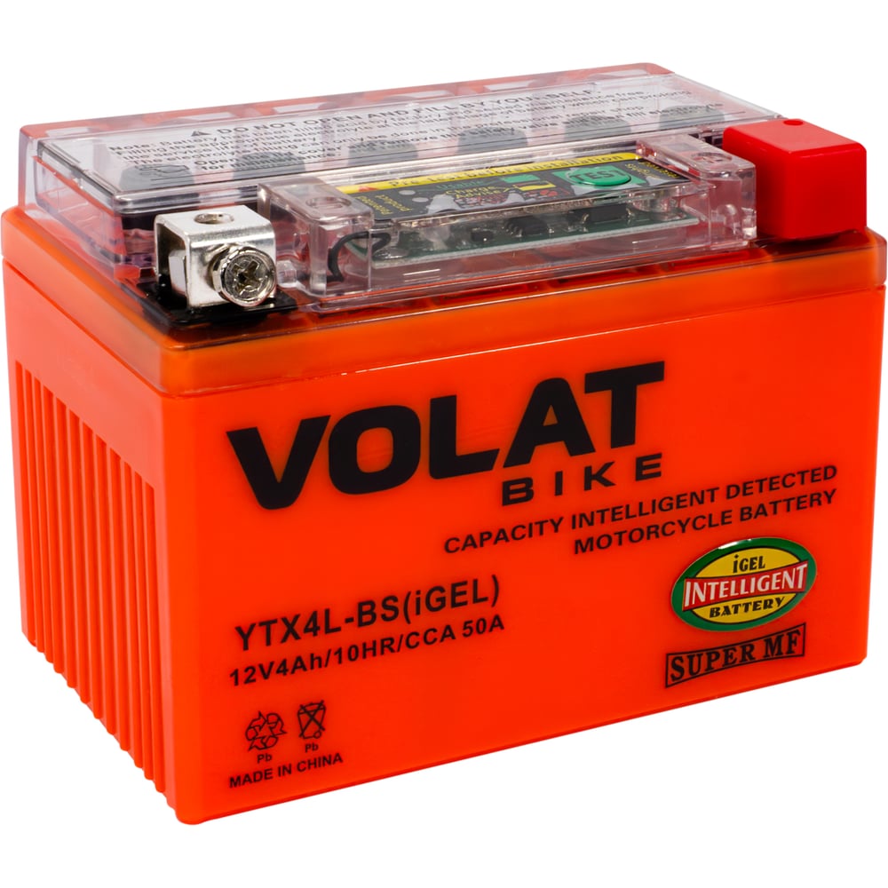 Изображение товара Аккумуляторная батарея VOLAT 4Ah YTX4L-BS(iGEL) R+