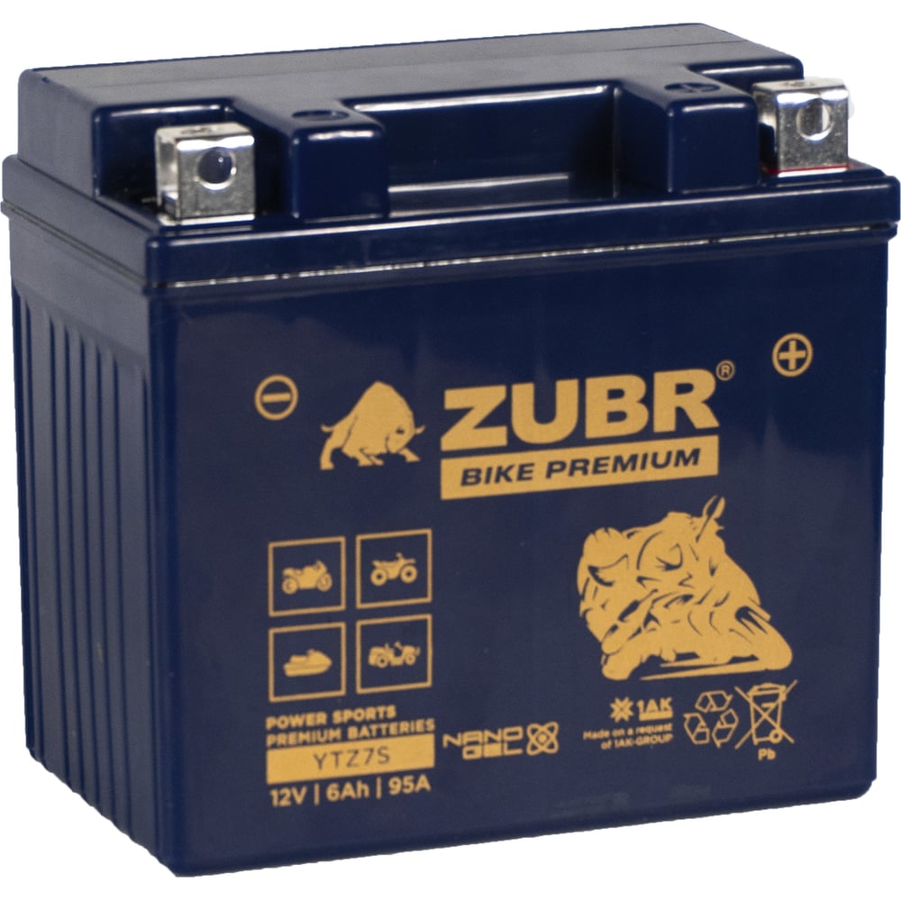 Изображение товара Аккумулятор ZUBR 12V 6Ah BIKE PREMIUM YTZ7S R+ для мотоциклов