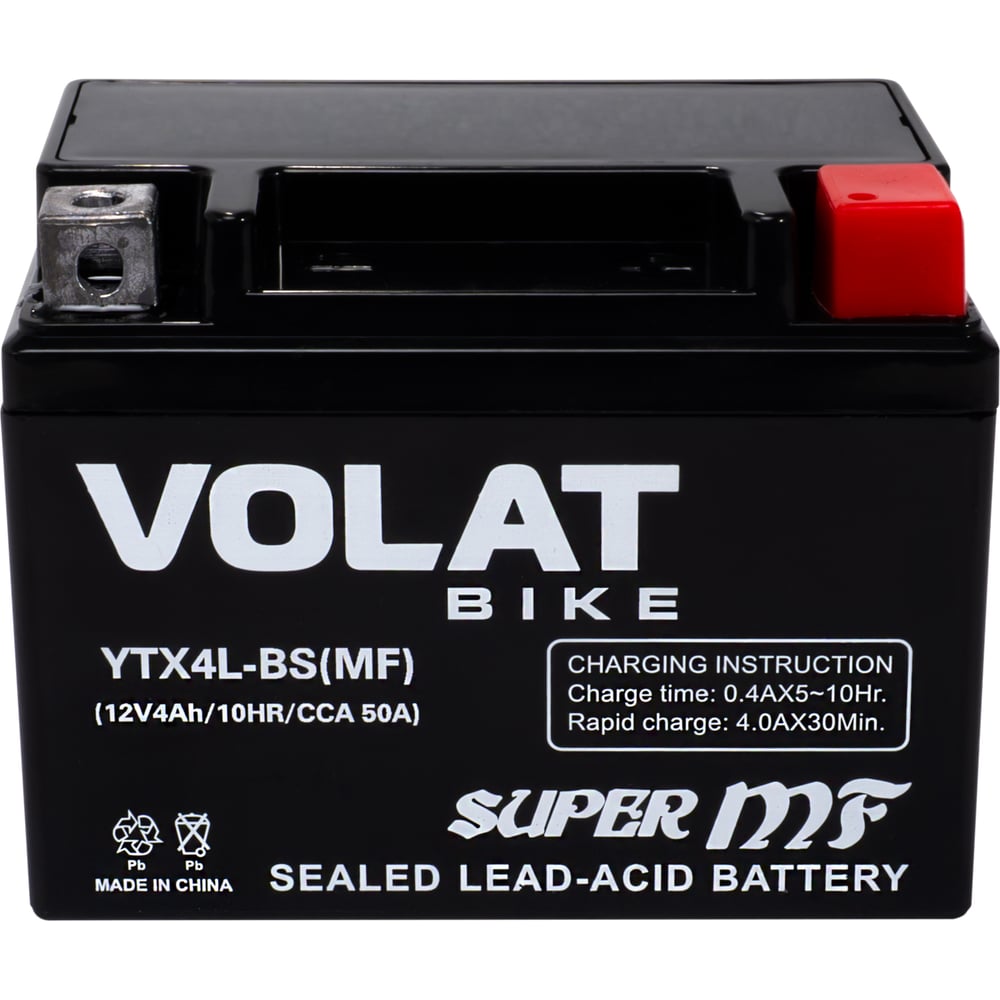 Изображение товара Аккумуляторная батарея VOLAT 4Ah YTX4L-BS(MF) с обратной полярностью