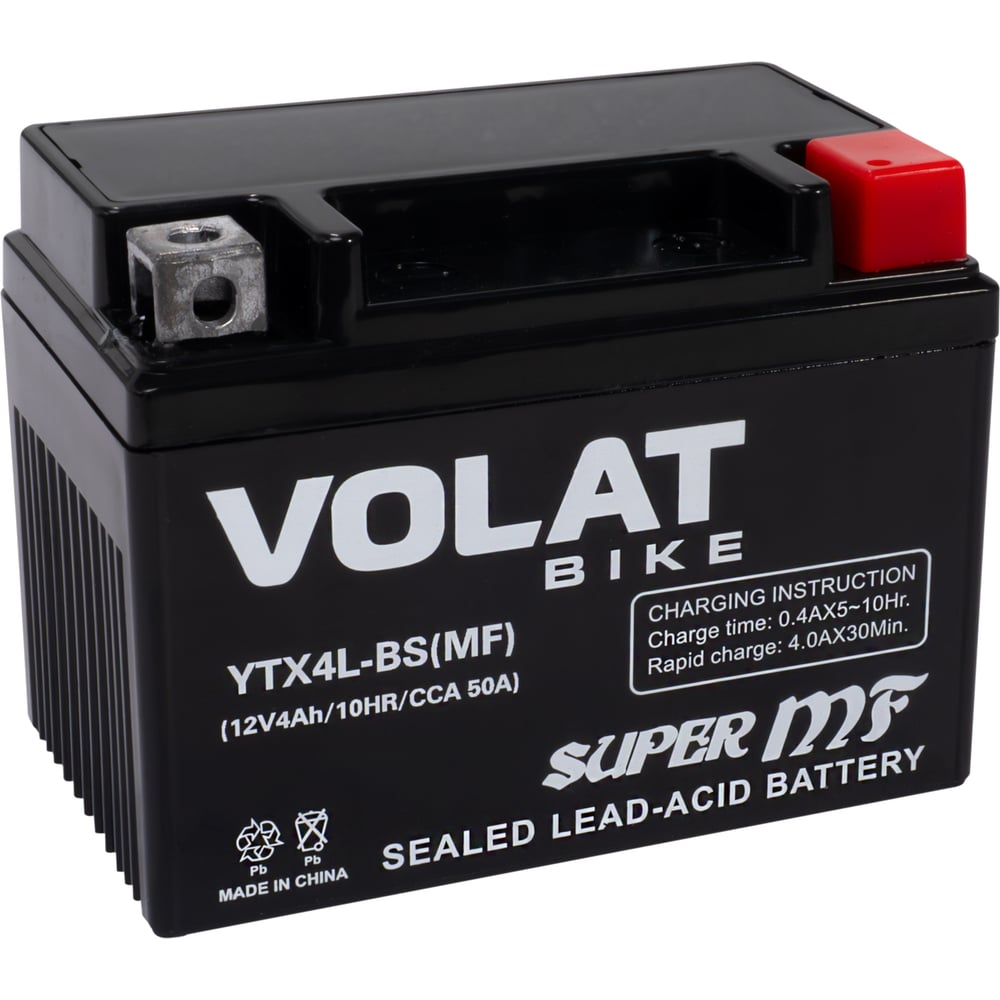 Изображение товара Аккумуляторная батарея VOLAT 4Ah YTX4L-BS(MF) с обратной полярностью