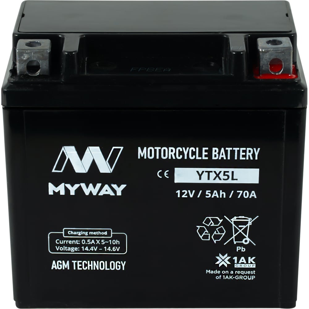 Изображение товара Аккумулятор MYWAY BIKE YTX5L свинцово-кислотный AGM для мотоциклов
