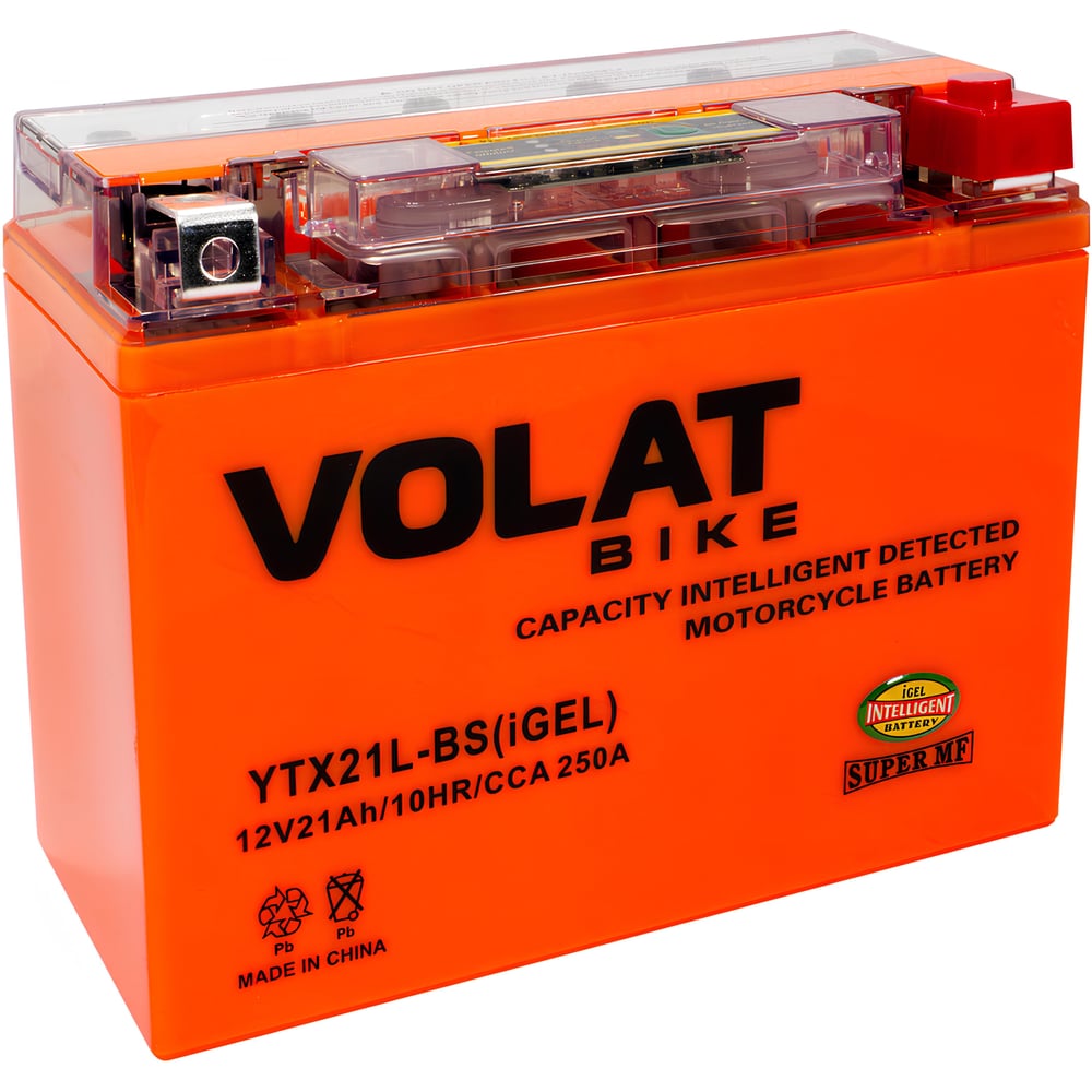 Изображение товара Аккумуляторная батарея VOLAT YTX21L-BS(iGEL) R+ 21Ah для техники