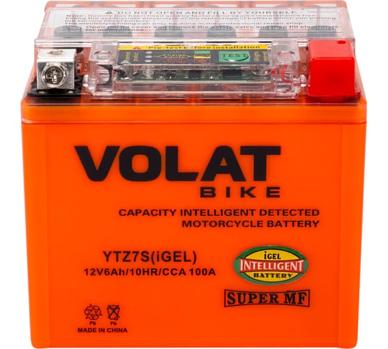 Изображение товара Мотоаккумулятор 12V 6Ah YTZ7S(iGEL) R+ для мотоцикла, мопеда и скутера, гидроцикла, квадроцикла, снегохода 113x70x106 Volat YTZ7S(iGEL)
