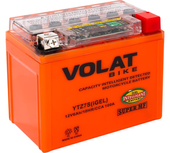 Изображение товара Мотоаккумулятор 12V 6Ah YTZ7S(iGEL) R+ для мотоцикла, мопеда и скутера, гидроцикла, квадроцикла, снегохода 113x70x106 Volat YTZ7S(iGEL)