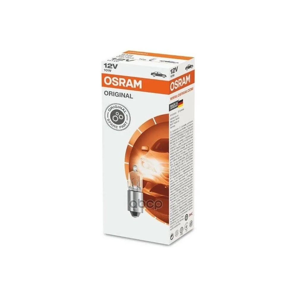 Изображение товара Лампа OSRAM T10W 10W BA9S для авто с оранжевым цветом, 12V, 10 шт