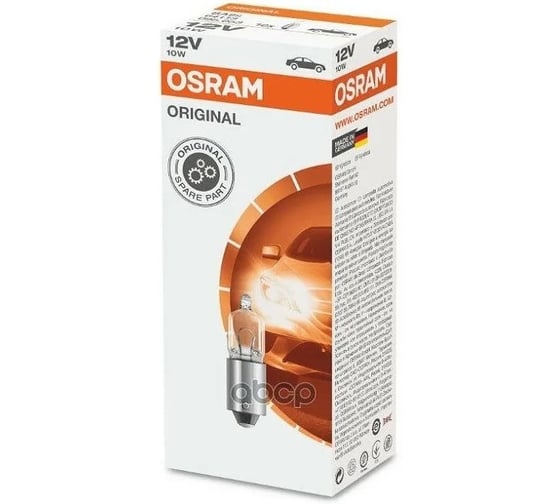 Изображение товара Лампа OSRAM 10шт/упаковка, T10W, 10W, BA9S, HALOGEN 12v - 64113
