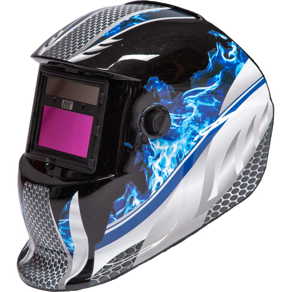 Изображение товара Маска сварочная PLAZWELD PWE016 синее пламя с регулируемым затемнением DIN 9-13