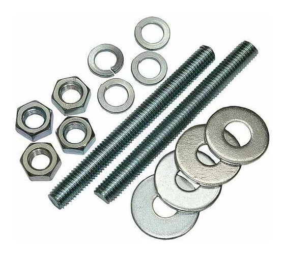 Изображение товара Шпилька Крепсталь 10х1000мм, резьбовая, оцинкованная в наборе с гайками и шайбами М10 82шт OC003