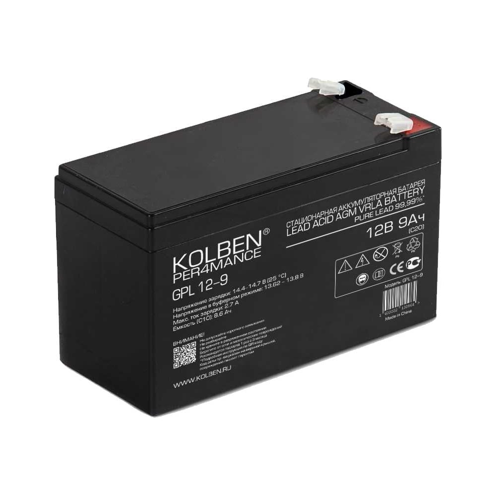 Изображение товара Аккумулятор KOLBEN PERFORMANCE 12В 9Ач AGM 151x65x100 мм