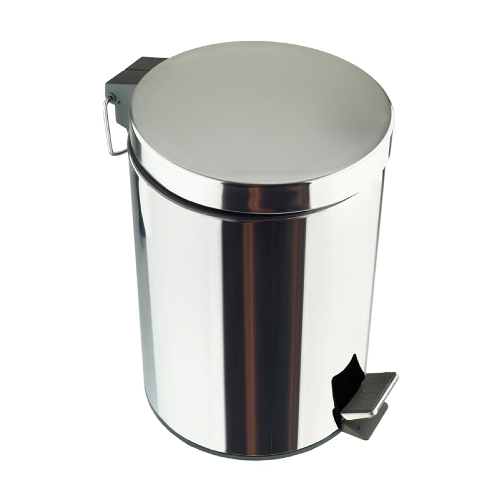 Изображение товара Ведро для мусора Delphinium Н103 8л хром с педалью и внутренним ведром Изображение товара Ведро для мусора Delphinium Н103 8л хром с педалью и внутренним ведром