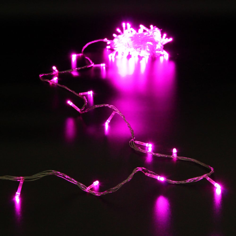 Изображение товара Гирлянда для дома Серпантин 9,5м 100 ламп LED прозрач.пров.,8 реж, IP-20, Розовый (возможность соединения) 129-024