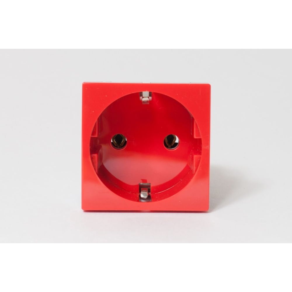 Изображение товара Электрическая розетка SPL 2К+З красного цвета, механизм с заземлением, IP20, 1 пост
