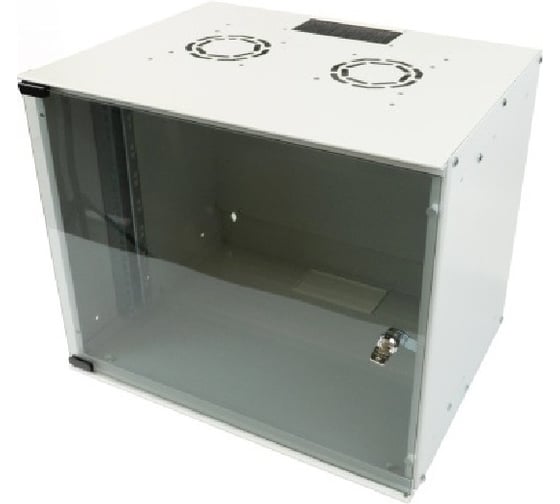 Изображение товара Шкаф настенный Filum 19, 9U Soho, 520x400, стеклянная дверь, серый FL-SO-0954GW-GY