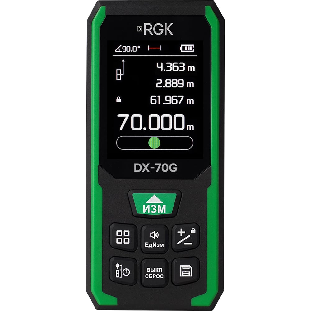 Изображение товара Строительный лазерный дальномер RGK DX-70G с функцией Пифагора