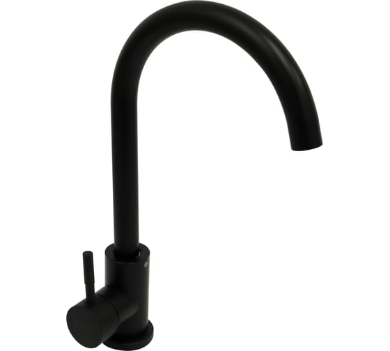 Изображение товара Смеситель для кухни Juguni одноручный нержавеющая сталь, черный, высокий излив, карт. 35 мм, гайка 0411.010