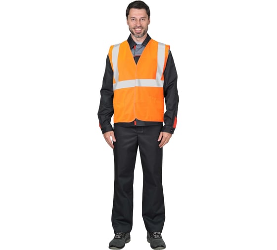 Изображение товара Жилет сигнальный СИРИУС SIRIUS кл.2, 3 СОП (трик.120 гр/м2, карманы) оранжевый р. L (96-100/170-176) 136243