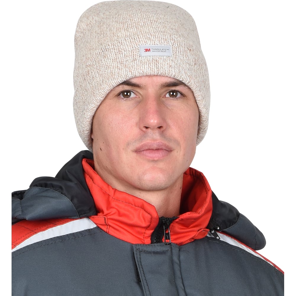 Изображение товара Шапка Сириус трикотажная бежевая Юка с утеплителем Тинсулейт(х12х120) 156561