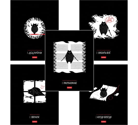 Изображение товара Тетрадь обложка ОФИСМАГ HATBER пластик, А5, 48л. скоба, клетка, 5 шт., Кот-самурай (микс в спайке), 091461 405569
