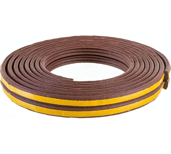 Изображение товара Самоклеящийся уплотнитель для дверей и окон ТДВ Е профиль, 9х4 мм, коричневый 1502009
