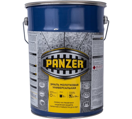 Изображение товара Универсальная молотковая эмаль PANZER черная, 5 л 219806