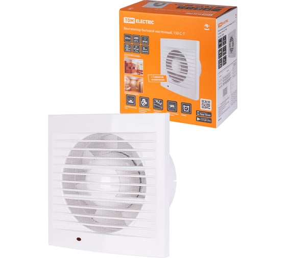 Изображение товара Бытовой настенный вентилятор TDM ELECTRIC 150 С-Т, таймер, белый, SQ1807-2003