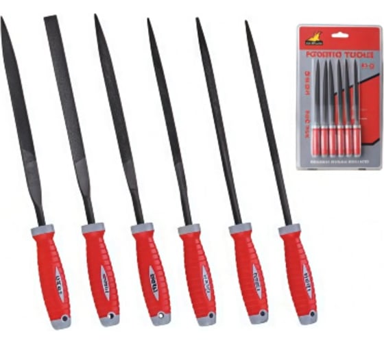 Изображение товара Набор надфилей ООО МПК "Технологические Инновации" 6 штук HAIBOSHI 160 мм, двухкомпонентная ручка 20258