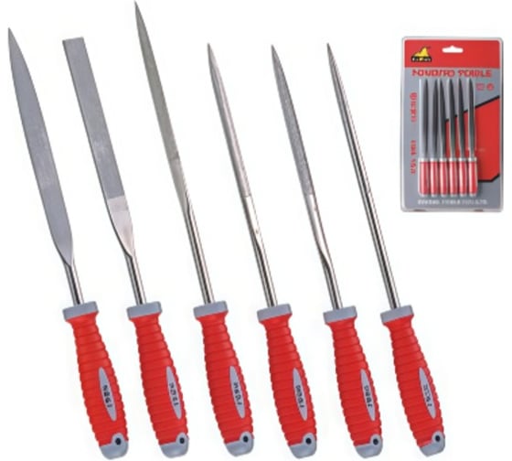 Изображение товара Набор надфилей алмазных ООО МПК "Технологические Инновации" HAIBOSHI 6 штук, 160 мм, двухкомпонентная ручка 20255