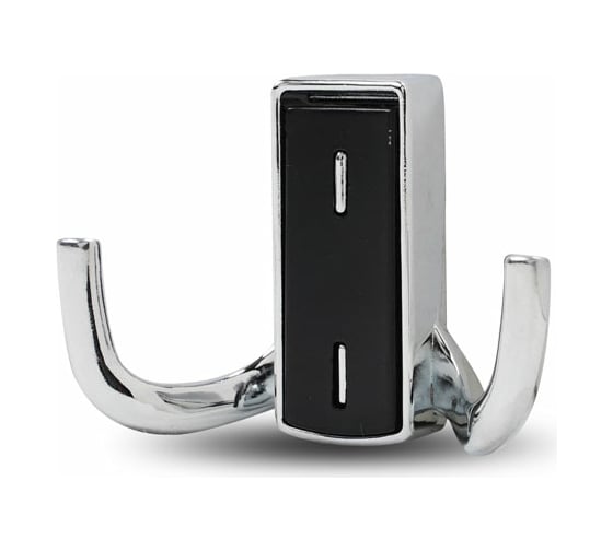 Изображение товара Мебельный крючок JET 397 двухрожковый, замак, хром/черный RZ397Z.002CP.BL99