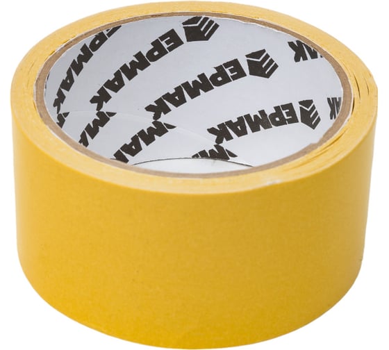 Изображение товара Двухсторонняя клейкая лента ЕРМАК 48 мм х 10 м, полипропилен, инд. упаковка 669-195