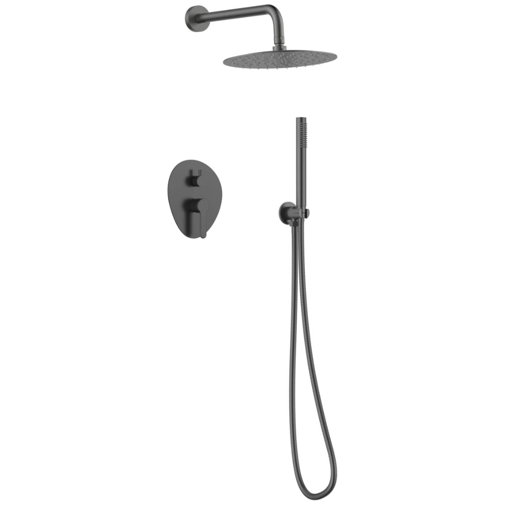 Изображение товара Встраиваемая душевая система Gid Aira L020-GM-VD2 с верхним и ручным душем в стиле вороненая сталь