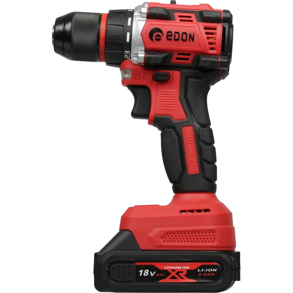 Изображение товара Аккумуляторная дрель-шуруповерт EDON UAD-18DBL 40094 бесщеточная 18В 2Ач