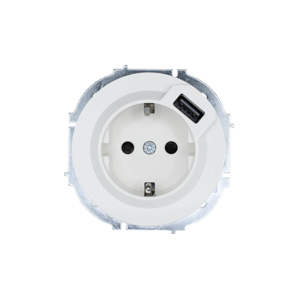 Изображение товара Розетка Lezard OSEN с заземлением и USB разъемом белая